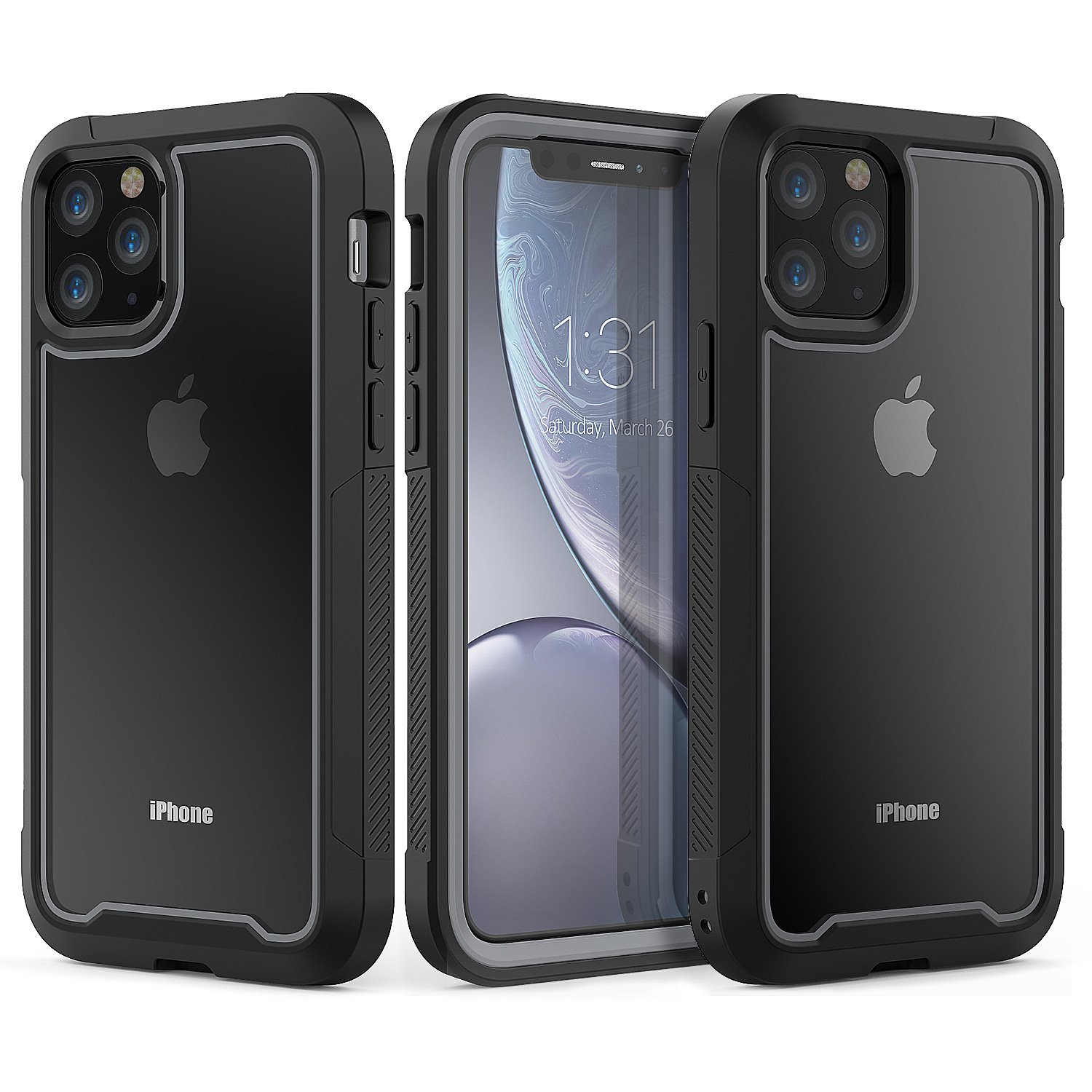 iPHONE 11 Pro Max (6.5in) Clear Dual Defense Case (Gray)